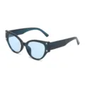 Retro cat eye sunglasses for women with blue translucent frame and light blue lenses. - Blue Frame Blue Lens