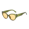 Vintage cat eye sunglasses for women with translucent green frames and yellow lenses anti-glare - Green Frame Yellow Lens