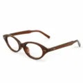 Vintage bruine ovale brilmontuur met klinknagels, stijlvolle heldere glazen brillen. - 1.00 Dioptrie / Transparant Bruin Montuur