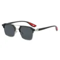 Gafas de sol polarizadas de hombre con doble puente de metal negro y plata, protección UV. - Montura Negra Plata Lente Gris