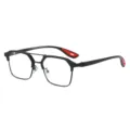 Gafas de moda para hombre con doble puente de metal, lentes transparentes y montura negra cómoda. - Montura Negra Lentes Fotocromáticas Grises