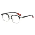 Hombres montura gafas doble puente metal negro plata óptico estilo de variante chic - Montura Negra Plateada Lente Gris Cambiante de Color