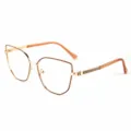 Women fashion blue light blocking glasses large metal frame optical clear lens eyewear - Brown