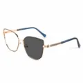 European American photochromic anti-blue light glasses large metal frame clear lens eyewear - Blue Photochromic
