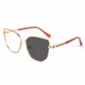 Women oversized metal frame photochromic glasses red temples fashion optical eyewear - Red Photochromic