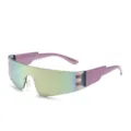 Occhiali da sole a mascherina viola con lenti colorate riflettenti per ciclismo e sport. - Occhiali da sole con montatura viola BQ8022