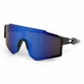 Occhiali da ciclismo per bambini, lente specchiata blu, occhiali sportivi eleganti. - CS3319 Montatura nera e lenti con rivestimento blu