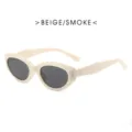 Trendy retro beige ovale zonnebril met rookglazen chique minimalistische vintage bril voor dames - YD2360 Beige montuur grijze glazen (PC-montuur AC-glazen)