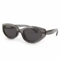 Stylish oval sunglasses with translucent grey frame and grey lenses for women and men. - TR5061 Transparent Grey Frame with Grey Lenses (TR Polarized)