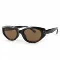 Chic oval thick frame sunglasses for women and men, stylish black frame brown lens. - TR5061 Glossy Black Frame Tea Lenses (Polarized)