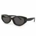 Matte black oval sunglasses with grey lenses, trendy vintage small frame eyewear for women. - TR5061 Matte Black Frame with Grey Lenses (TR Polarized)
