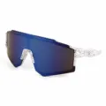 Occhiali da sole sportivi per bambini con montatura maculata e lenti a specchio blu. - CS3319 Montatura bianca con lenti a specchio blu