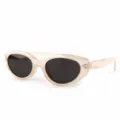 Trendy Fashion Oval Sunglasses Women Men Retro Small Frame Tawny Grey Lens UV400 Protection - TR5061 Transparent Tea Frame Grey Lenses (Polarized)