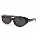 Chic black oval sunglasses for women and men, featuring stylish dark grey lenses. - TR5061 Glossy Black Frame Grey Lenses (TR Frame Polarized Lenses)