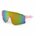 Nuovi occhiali da sole sportivi per bambini per ciclismo lenti colorate protezione vento - CS3319 Montatura rosa e lenti a specchio rosse