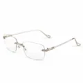 Vintage frameloze leesbril voor heren en dames met metalen montuur en heldere lenzen. - 100 graden (Aanbevolen voor 49 jaar en jonger) / Zilveren frame