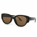 Retro cat eye zonnebril voor dames, zwart montuur met bruine glazen, stijlvolle brillenvariant. - TR5060 Glanzend zwart montuur met bruine glazen
