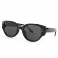 Modieuze retro cat eye zonnebril voor dames, zwart montuur met grijze lenzen, UV-bescherming. - TR5060 Glanzend zwart montuur met grijze glazen