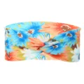 Bohemian floral twist wide sports headband elastic hair band for women casual wear - Blue and Orange Chrysanthemum