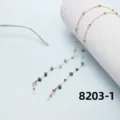 Gouden kralen brilketting met groene stenen, stijlvol antislip brillenaccessoire voor dagelijks gebruik - Groene Steen Stijl 1