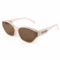 Retro Gepolariseerde Cat-Eye Zonnebril Witte Montuur Bruine Lenzen Trendy Mode UV400 - CYTR5075 off-white montuur met thee-kleurige glazen