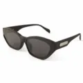 Retro polarized cat-eye sunglasses, black frame grey lens, stylish UV protection eyewear. - CYTR5075 Matte Black Frame with Grey Lenses