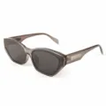 Retro polarized cat eye sunglasses translucent gray frame gray lens trendy UV protection - CYTR5075 Transparent Grey Frame with Grey Lenses