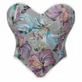 Top corset jacquard fleurs vintage femme bustier sans bretelles rembourré style palais - XS / Multicolore