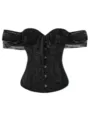 Schwarzes Spitzen-Korsett Top, schulterfrei, Fischbein-Taillenmieder mit Frontverschluss. - XS / Oberteile / Schwarz