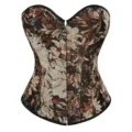 Vintage floral jacquard corset top featuring a sweetheart neckline and metal front busk. - XS / Multicolor