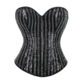 Schwarzes und silbernes Pailletten-Korsett-Oberteil für Damen, trägerloses Bustier. - 3XL / Silber