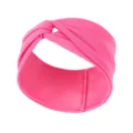 Nahaufnahme des pinken breiten Twist-Haarbandes, weicher elastischer Stoff für Damen. - Dunkelrosa