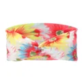 Boheemse bloemenprint twist haarband brede stoffen hoofdband voor sport en dagelijkse mode. - Chrysant geel-oranje