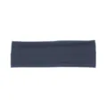 Solid color sports headband detail view, wide elastic stretch sweat-absorbing hair band. - Navy Blue
