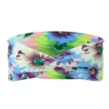 Kleurrijke bloemenprint twist haarband brede haaraccessoire voor sport en dagelijks gebruik. - Chrysant blauw-groen