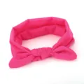 Close-up detail of the bright pink fabric bow headband, featuring soft knot design. - Rose Red