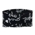 Schwarzes Baumwoll-Twist-Ststirnband mit weissen Graffiti-Buchstaben, Yoga-Haarband-Detail - Schwarz