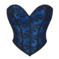 Blaues Spitzen Korsett Oberteil trägerloses Bustier Fischbein Damen Party Outfit. - XS / Schwarz Blau