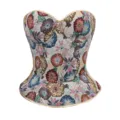 Vintage Oelgemaelde Blumen Jacquard Korsett Oberteil Damen Bustier Taillenformung Mode - XS / Mehrfarbig
