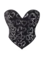 Schwarze trägerlose Pailletten Korsett Oberteil Damen sexy Herzmuster Bustier Top. - XS / Schwarze Pailletten