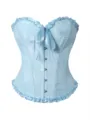 Helles blaues Jacquard Korsett Oberteil mit Frontverschluss und Rüschen für Damen Detail. - XS / Blau