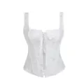 Weißes korsett-top mit blumenstickerei und vorn schnürung, elegante vintage corsage für damen. - XS / Oberteile / Weiß