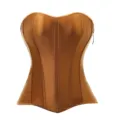 Damen braunes Satin Korsett Oberteil stilvolle Bustier Formbekleidung Reißverschluss sexy - XS / Kaffeebraun