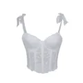 Weißes Korsett Top aus Spitze mit Schleife Trägern, trägerlose Bustier Formbekleidung. - XS / Weiß