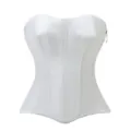 Weißes Satin Korsett Top für Damen, trägerloses Bustier Shapewear mit seitlichem Reißverschluss. - XS / Weiß
