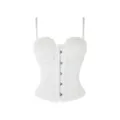 White lace corset camisole for women, sexy mesh padded waist cincher shapewear top style. - XS / Cup White