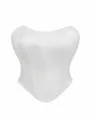 White satin strapless boned corset top, stylish slim fit shapewear for women party wear. - XS / White
