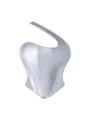Silver metallic one shoulder corset top women stylish faux leather party bustier blouse - M / Tops / Silver Leather