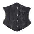Black brocade underbust corset waist cincher gothic steampunk vintage body shaper top main - XS / Black