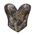 Schwarz goldene Brokat trägerlose Korsett Oberteil für Damen, elegante Party Corsage. - XS / Schwarz